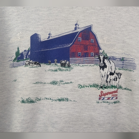 Supersweet Feeds Vintage Crewneck Sweatshirt Embroidered Cow - Picture 4 of 10